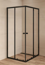 Kvadratni klizni tuš kabina SAT Project 90x90 cm s crnim profilima i prozirnim staklom