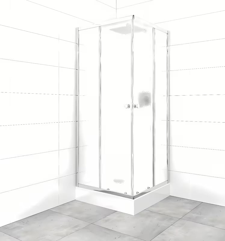Kvadratna tuš kabina SAT Project 80x80 cm s tuš kadom, sjajni krom i neprozirno staklo Chinchilla.