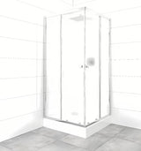 Kvadratna tuš kabina SAT Project 90x90 cm s tuš kadom u sjajnom kromu i s neprozirnim staklom Chinchilla.