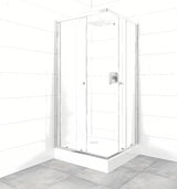Kvadratna tuš kabina SAT Project 90x90 cm s tuš kadom u sjajnom kromu i s neprozirnim staklom Chinchilla.
