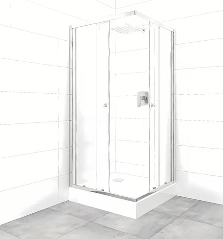 Kvadratna tuš kabina SAT Project 90x90 cm s tuš kadom u sjajnom kromu i s neprozirnim staklom Chinchilla.