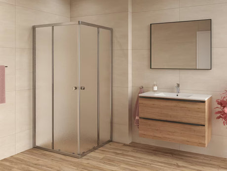 Kvadratna tuš kabina SAT Project 90x90 cm s kliznim vratima, sjajnim kromom i neprozirnim staklom chinchilla.