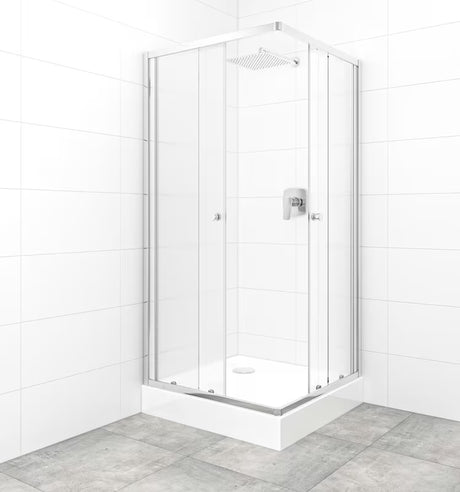 Kvadratna tuš kabina SAT Project 90x90 cm s kliznim vratima, sjajnim kromom i neprozirnim staklom chinchilla.