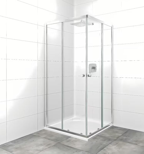 Kvadratna tuš kabina SAT Project 90x90 cm s kliznim vratima i prozirnim staklom u sjajnom kromu