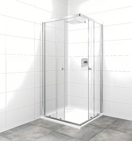 Kvadratna tuš kabina SAT Project 90x90 cm s kliznim vratima i prozirnim staklom u sjajnom kromu