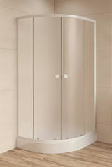 Polukružna tuš kabina SAT Project 90x90 cm s bijelim profilima i neprozirnim staklom chinchilla