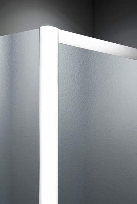 Polukružna tuš kabina SAT Project 90x90 cm s bijelim profilima i neprozirnim staklom chinchilla