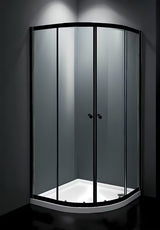 Polukružna tuš kabina SAT Project 80 x 80 cm u crnoj boji s kliznim vratima i prozirnim staklom
