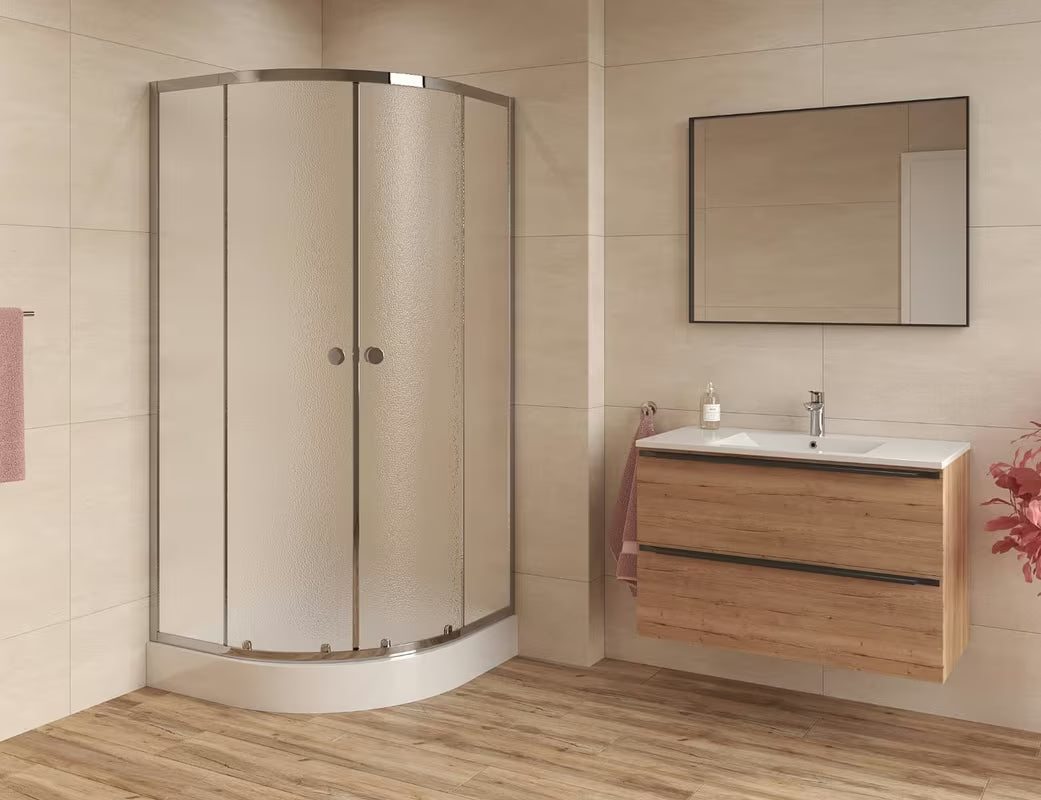 Polukružna tuš kabina SAT Project 80x80 cm s kliznim vratima i profilima u sjajnom kromu