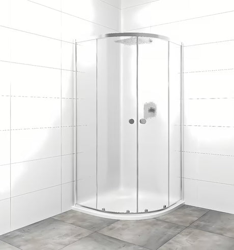 Polukružna tuš kabina SAT Project 80x80 cm s kliznim vratima i profilima u sjajnom kromu