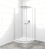 Polukružna tuš kabina SAT Project 90x90 cm s kliznim vratima, sjajnim kromom i staklom chinchilla