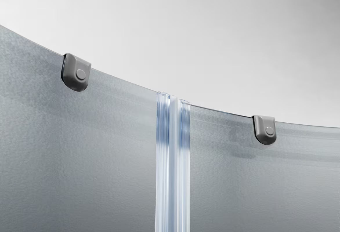 Polukružna tuš kabina SAT Project 90x90 cm s kliznim vratima, sjajnim kromom i staklom chinchilla