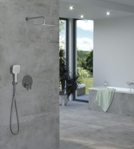 Podžbukni tuš sustav SAT Project u sjajnom kromu s ručicom i dvije funkcije.