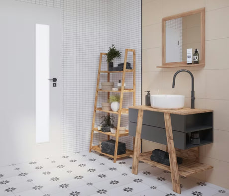 Okrugli keramički umivaonik na ploču SAT Project u bijeloj boji, promjer 36 cm