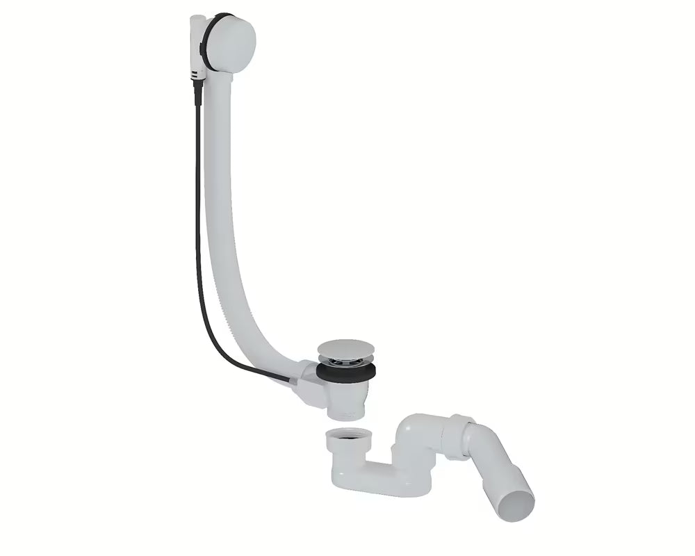 SAT Project odljevno preljevna garnitura za kadu u mat bijeloj boji s upravljanjem okretnim kotačićem na preljevu