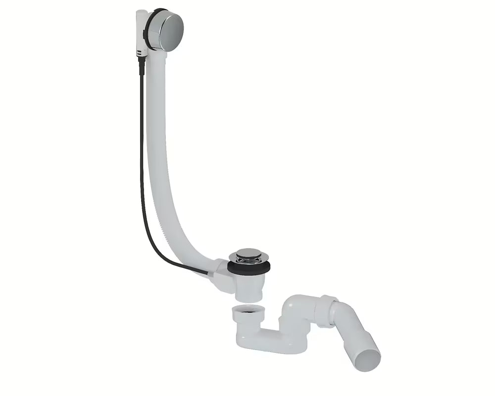 Kromirani odljevno preljevna garnitura za kadu SAT Project pro punjenje kade kroz preljev duljine 80 cm