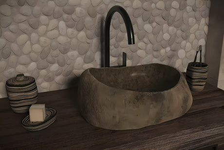 Umivaonik na ploču SAT Purity od prirodnog riječnog kamena bez preljeva