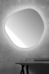 Asimetrično kupaonsko ogledalo SAT Purity 80x80 cm s LED osvjetljenjem i sa senzorom na dodir