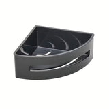 Kutna nehrđajuća polica za tuševi SAT u mat crnoj izvedbi s uklonjivim plastičnim umetkom.