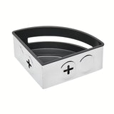 Kutna tuš polica SAT Chrome od nehrđajućeg čelika u krom izvedbi s crnim plastičnim umetkom.