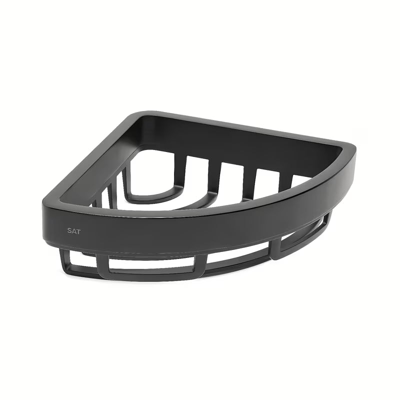 Crna kutna tuš polica SAT Industrial za kupaonicu od metala pro zidna montaža.