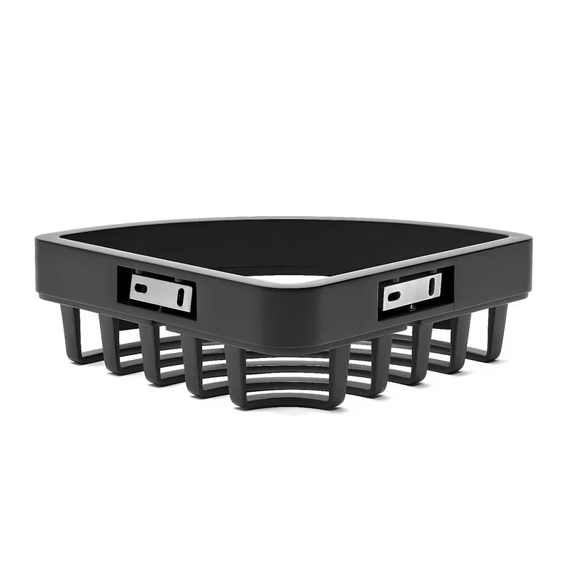 Crna kutna tuš polica SAT Industrial za kupaonicu od metala pro zidna montaža.