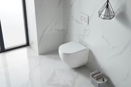 Bijeli viseća WC školjka SAT s Rimless izvedbom bez sustava za ispiranje i sjedalom sa soft Close