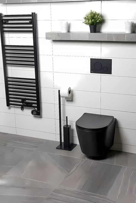Crni mat ČETKA za Wc SAT s držačem za toaletni papir u metalnoj izvedbi