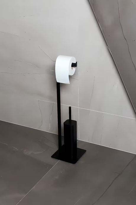 Crni mat ČETKA za Wc SAT s držačem za toaletni papir u metalnoj izvedbi