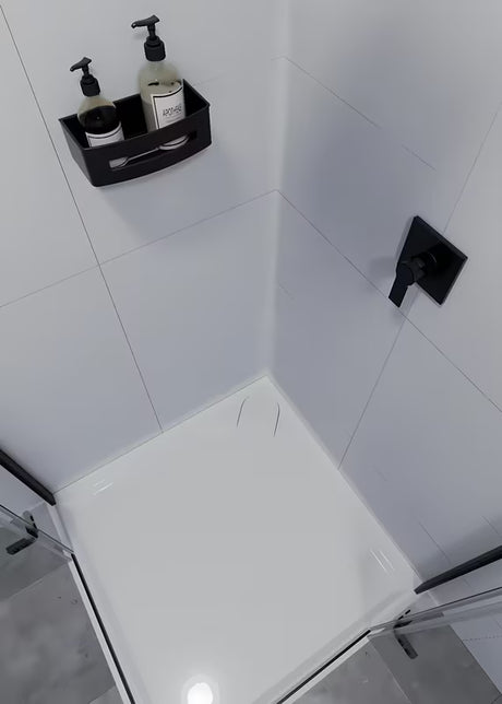 Kupaonska polica SAT od nehrđajućeg čelika u mat crnoj boji s uklonjivim crnim plastičnim umetkom