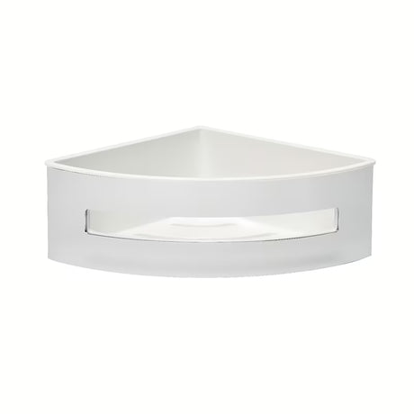 Kutna tuš polica SAT Chrome u krom izvedbi s bijelim plastičnim umetkom od nehrđajućeg čelika