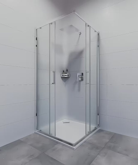 Kutna tuš polica SAT Chrome u krom izvedbi s bijelim plastičnim umetkom od nehrđajućeg čelika