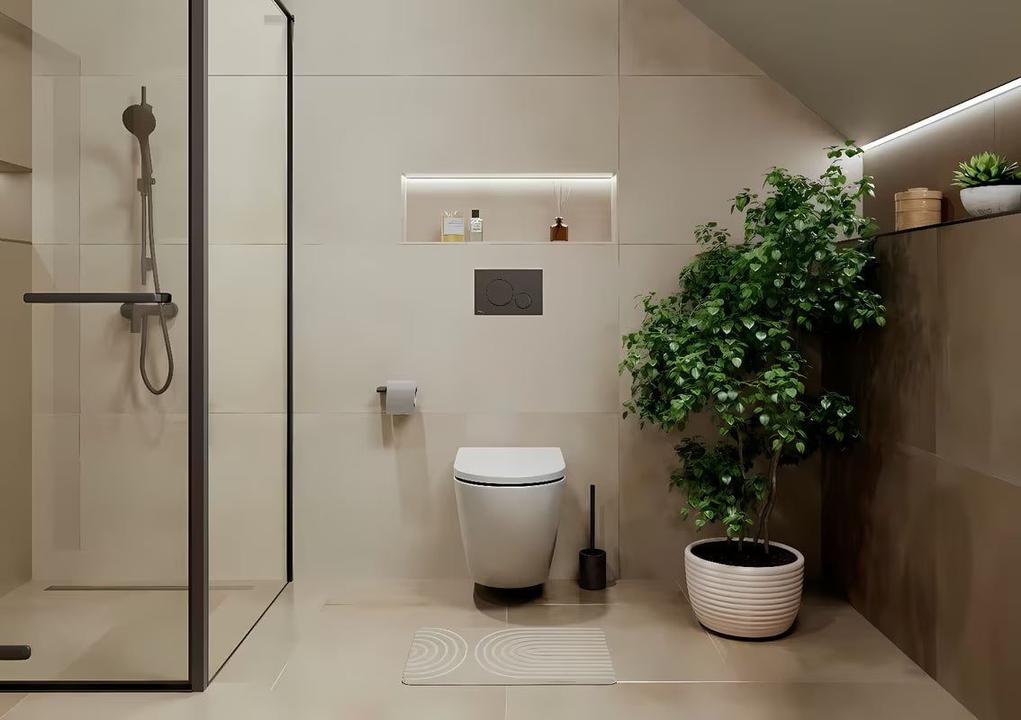 Bež TEPIH za Wc SAT od poliestera s visinom vlakana 1,5 cm
