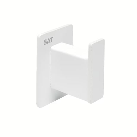 Bijeli kupaonski kukica SAT od inoxa pro montaža lijepljenjem bez bušenja