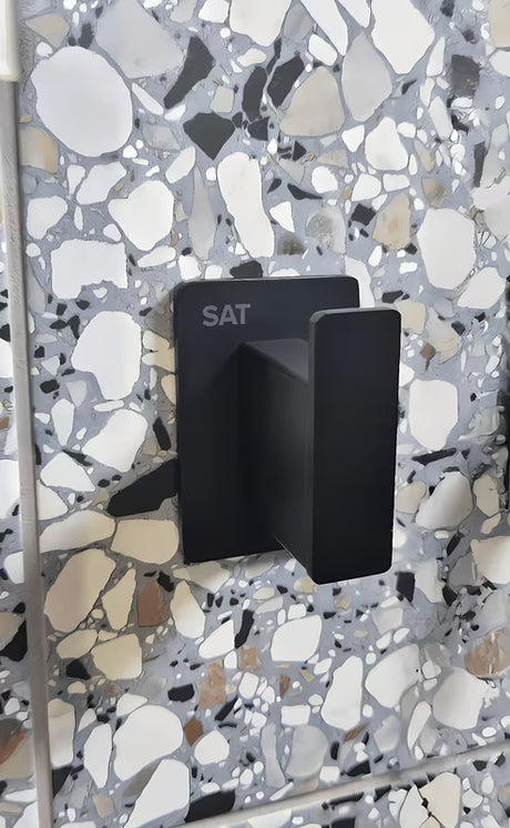 Crni inox kupaonski kukica SAT pro montaža lijepljenjem bez bušenja