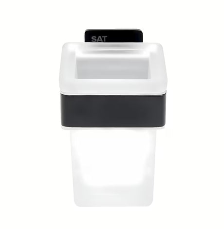 Crni držač čaša SAT od nehrđajućeg čelika za kupaonicu pro montaža lijepljenjem bez bušenja.