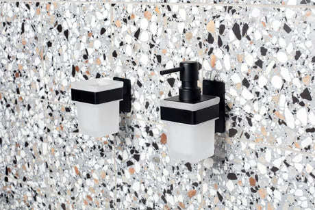 Crni nehrđajući dozator sapuna SAT pro montaža lijepljenjem bez bušenja