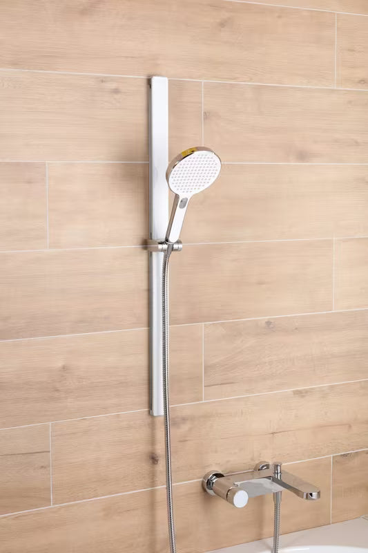 Sprchová tyč SAT 80 cm v bílo-chromovém provedení s posuvným a naklápěcím držákem sprchy