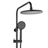 Termostatski tuš sustav SAT s crnom mat termostatskom slavinom, nadglavnim i ručnim tušem.