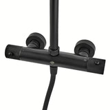 Termostatski tuš sustav SAT s crnom mat termostatskom slavinom, nadglavnim i ručnim tušem.