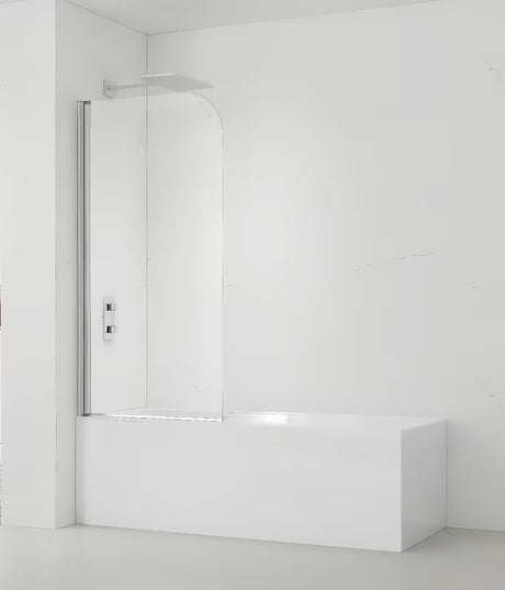 Paravan za Kadu SAT Chrome s kromiranim profilom, zakretnim panelom i staklom s EasyClean obradom, visina 150 cm.