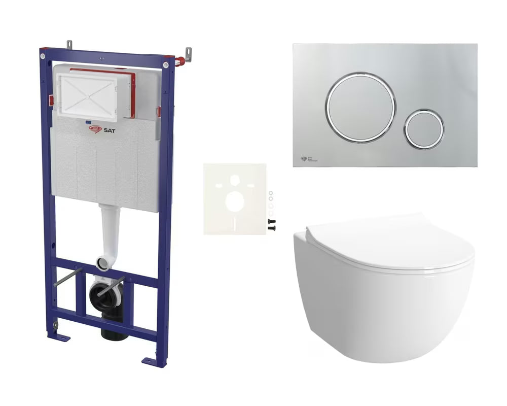 Viseći WC set vitra Sento sa skrivenim vodokotlićem i sjedalom pro za ugradnju u lagane zidove ili predzid.