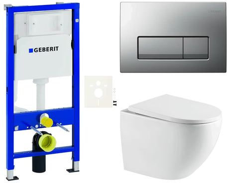 Viseći WC set SAT s instalacijskim modulom Duofix, vodokotlićem Geberit, tipkom Delta i sjedalom soft Close.