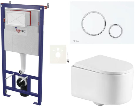 Viseći WC set SAT Tornado s vrtložnim ispiranjem, predzidnim modulom, vodokotlićem i sjedalom soft Close