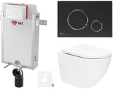 Viseći WC set SAT Fusion s ugradbenim modulom, vodokotlićem, crnom mat tipkom i sjedalom