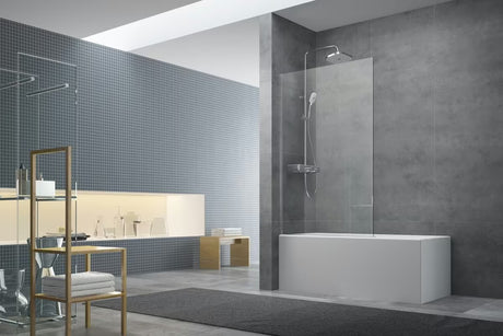 Fiksna paravan za kadu SAT Chrome 150x80 cm s kromiranim profilom i staklom s EasyClean obradom.