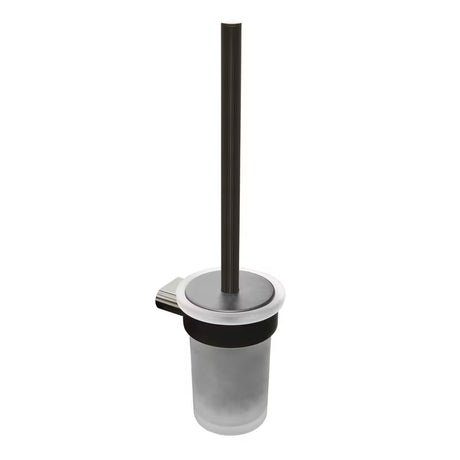 Zidna ČETKA za Wc SAT Simply R u izvedbi PVD Gun Metal sa spremnikom od satiniranog stakla.