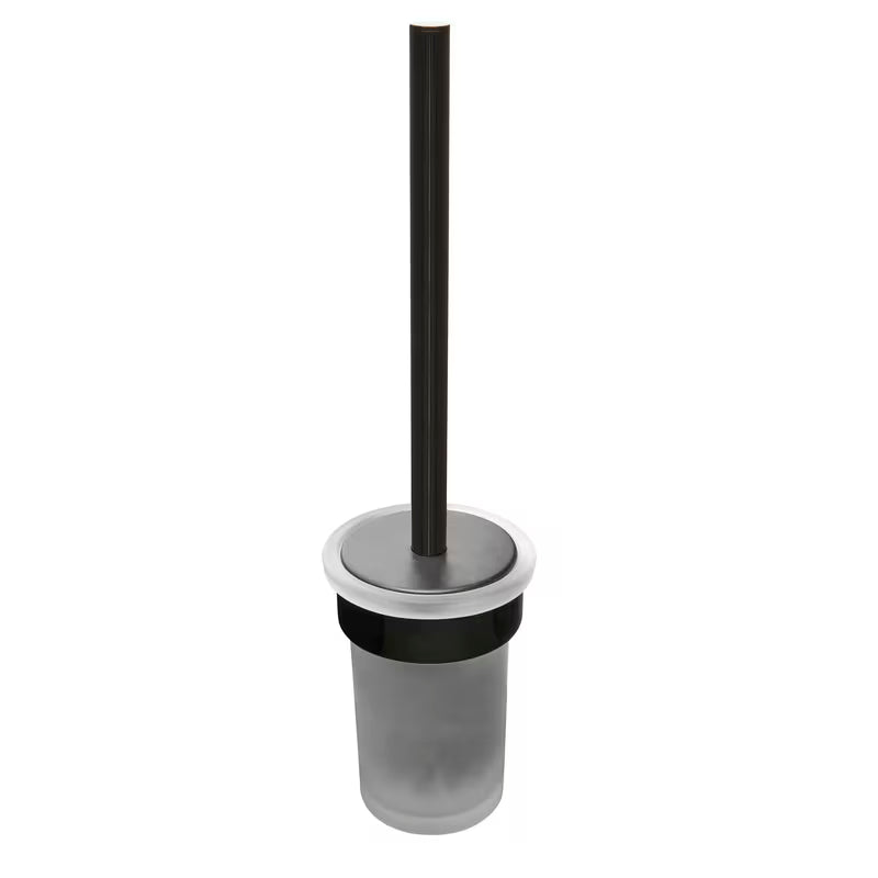 Zidna ČETKA za Wc SAT Simply R u izvedbi PVD Gun Metal sa spremnikom od satiniranog stakla.