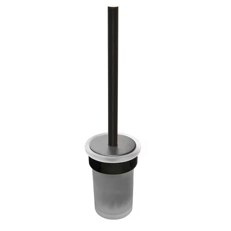Zidna ČETKA za Wc SAT Simply R u izvedbi PVD Gun Metal sa spremnikom od satiniranog stakla.