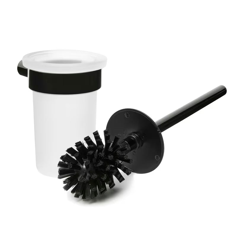 Zidna ČETKA za Wc SAT Simply R u izvedbi PVD Gun Metal sa spremnikom od satiniranog stakla.